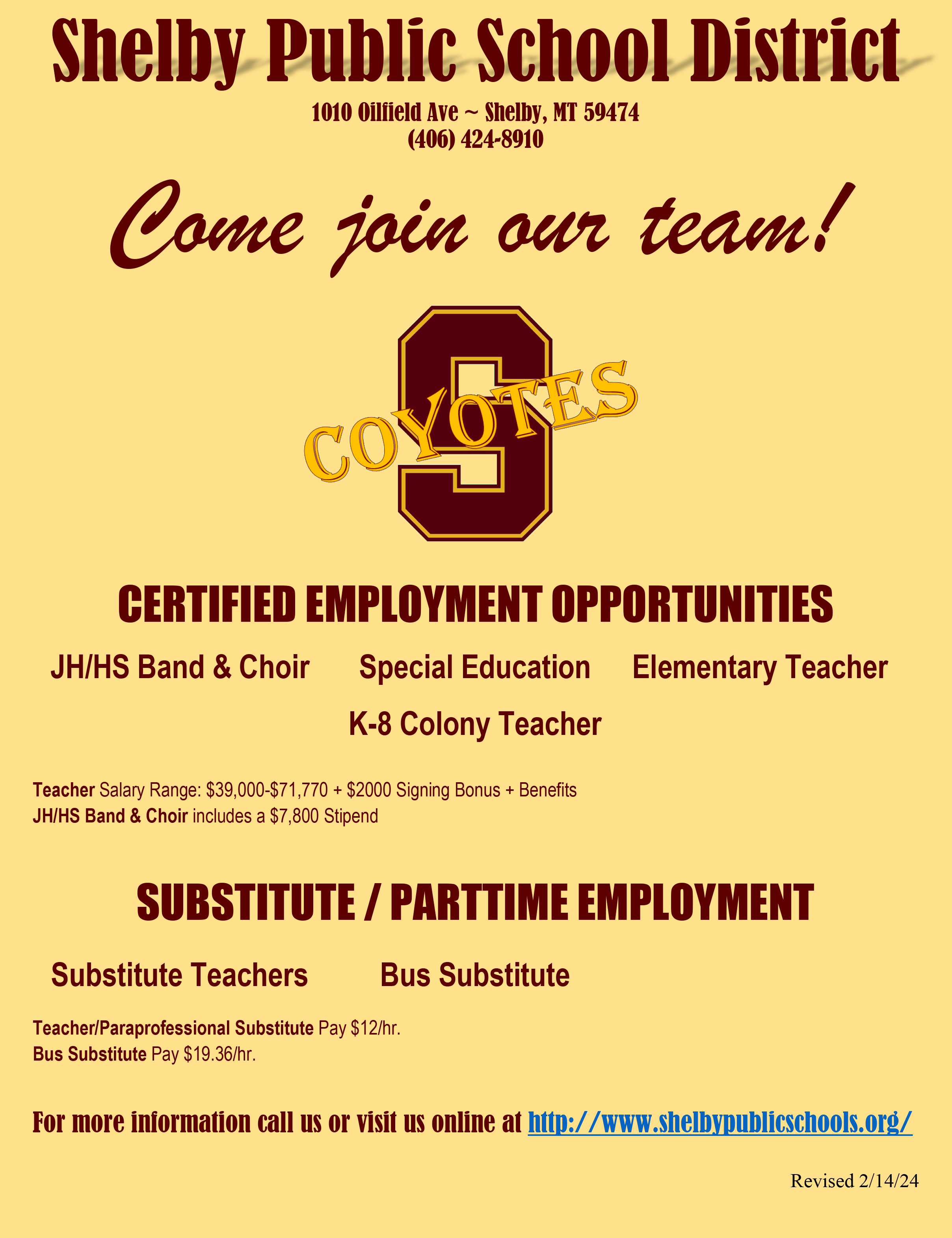 Job Opportunities Shelby School District