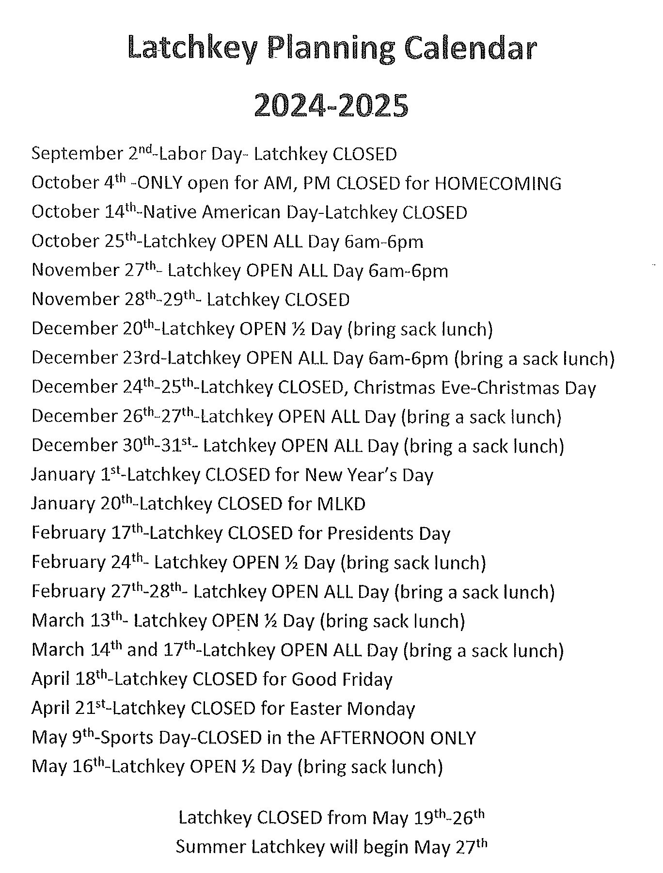 LatchKey Planning Calendar 2023-2024