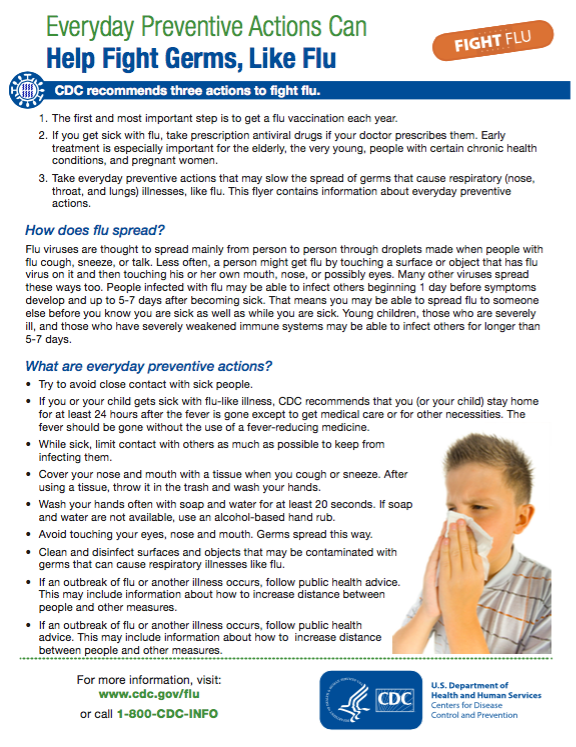 Everyday Preventive Actions Can Help Fight Germs, Like Flu - Page 1