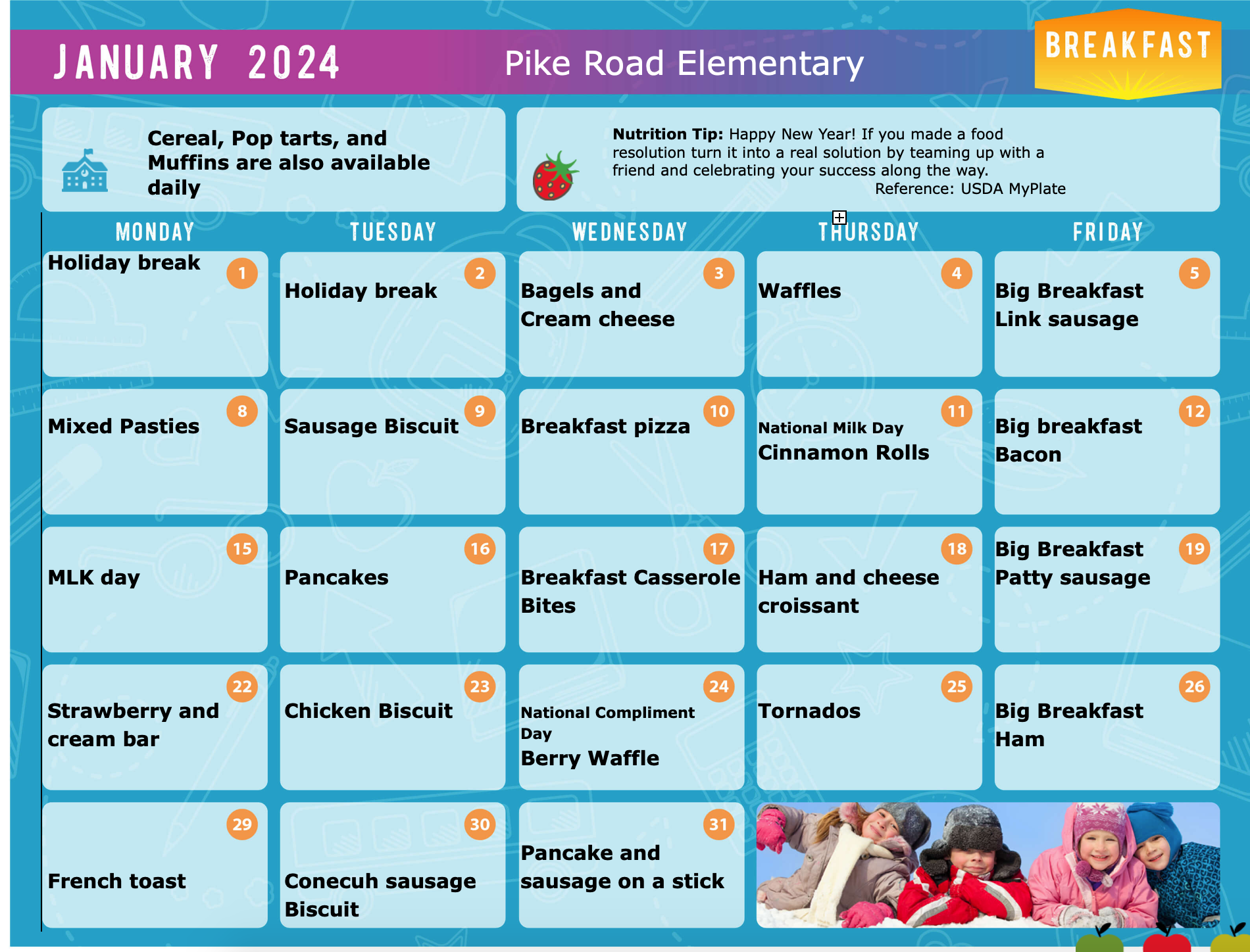 Menus | Pike Road Elementary