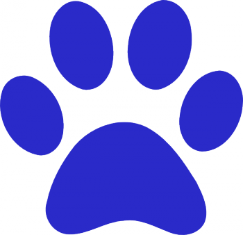 A blue paw print.
