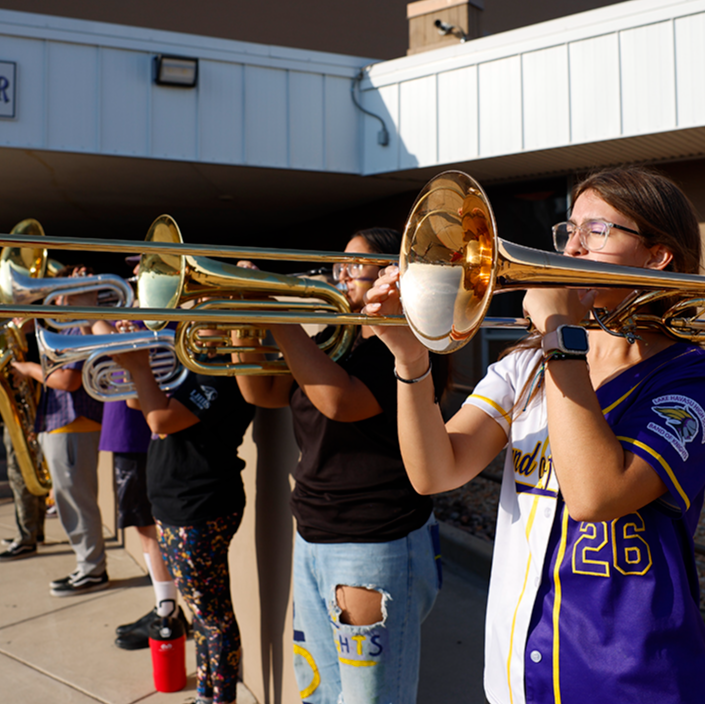 LHHS band plays to welcome staff at 24-25 Back to School Rally