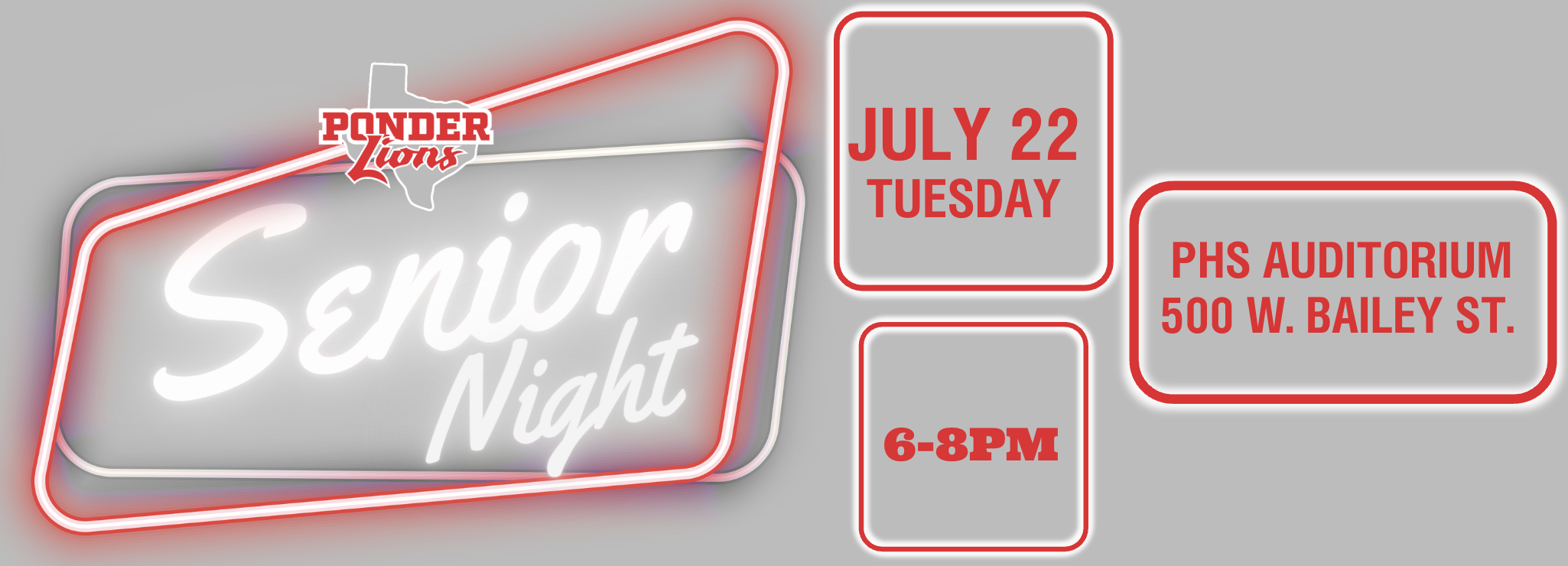 PHS Senior Night July 22 6:00-8:00 @ PHS Auditorium