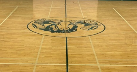 Ram logo on the gym floor.