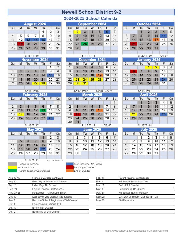 School Year Calendar | Newell School District