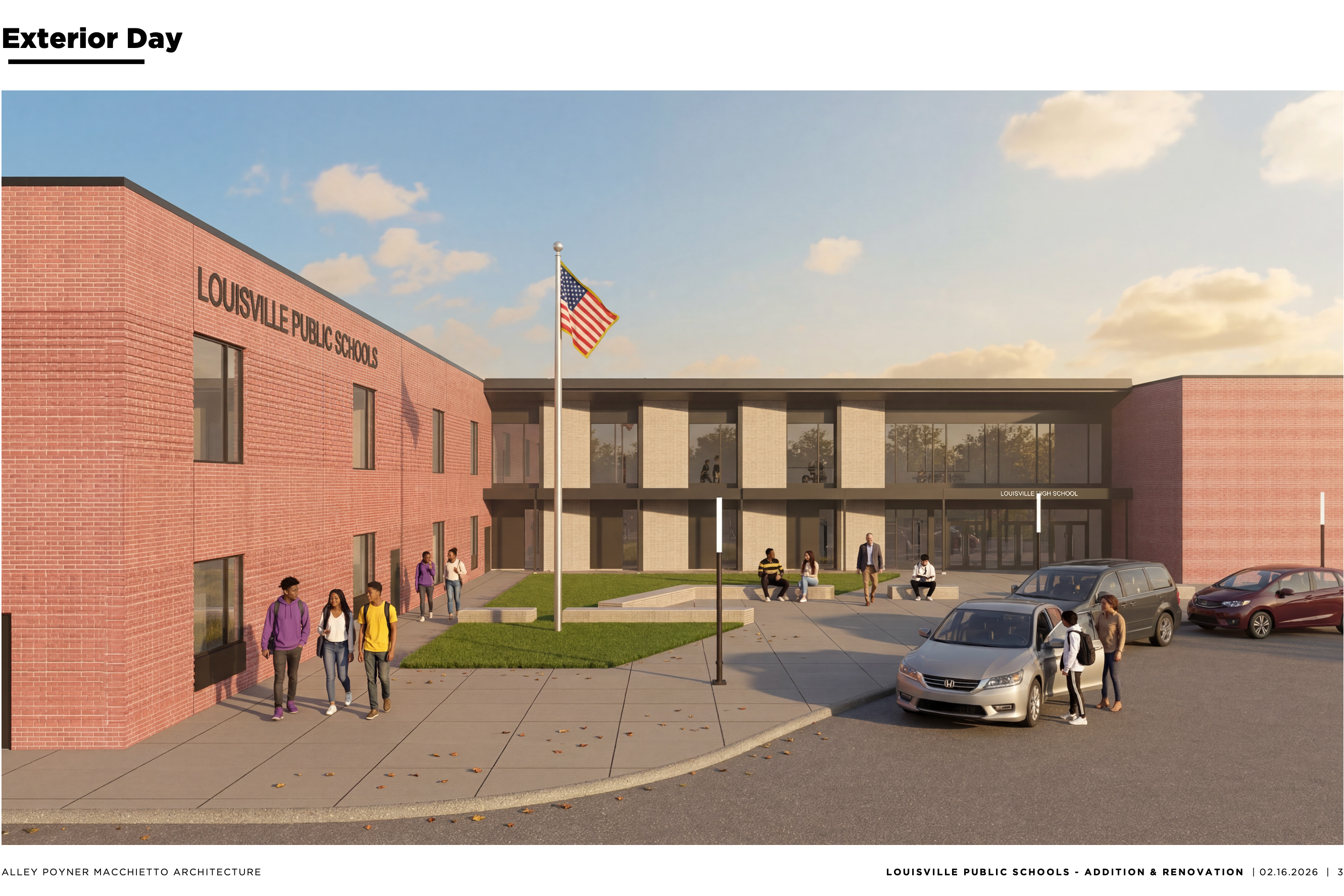 construction rendering of outside of the new school