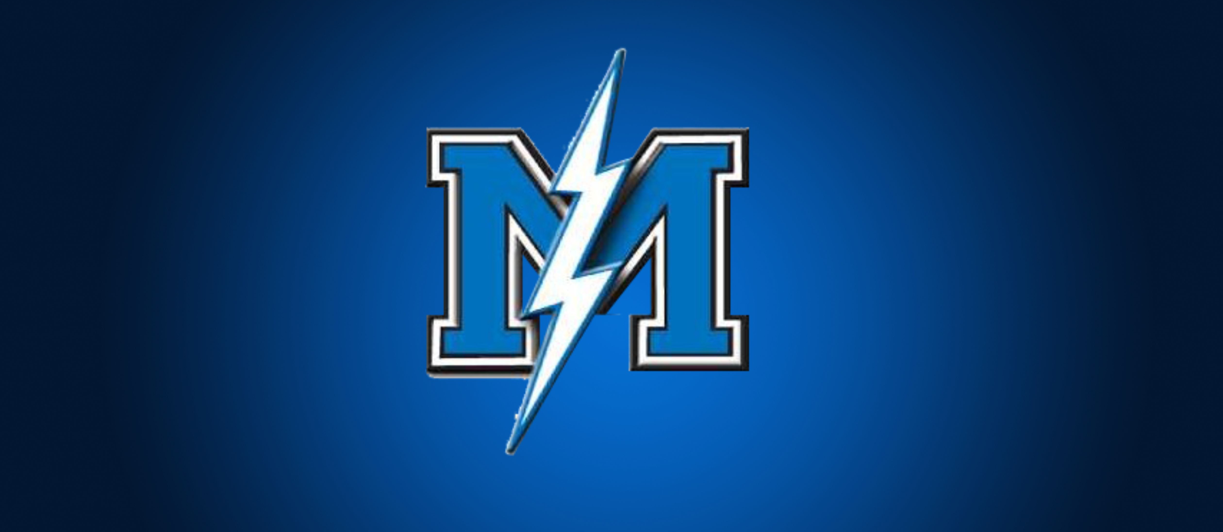 Blue M with lightning bolt