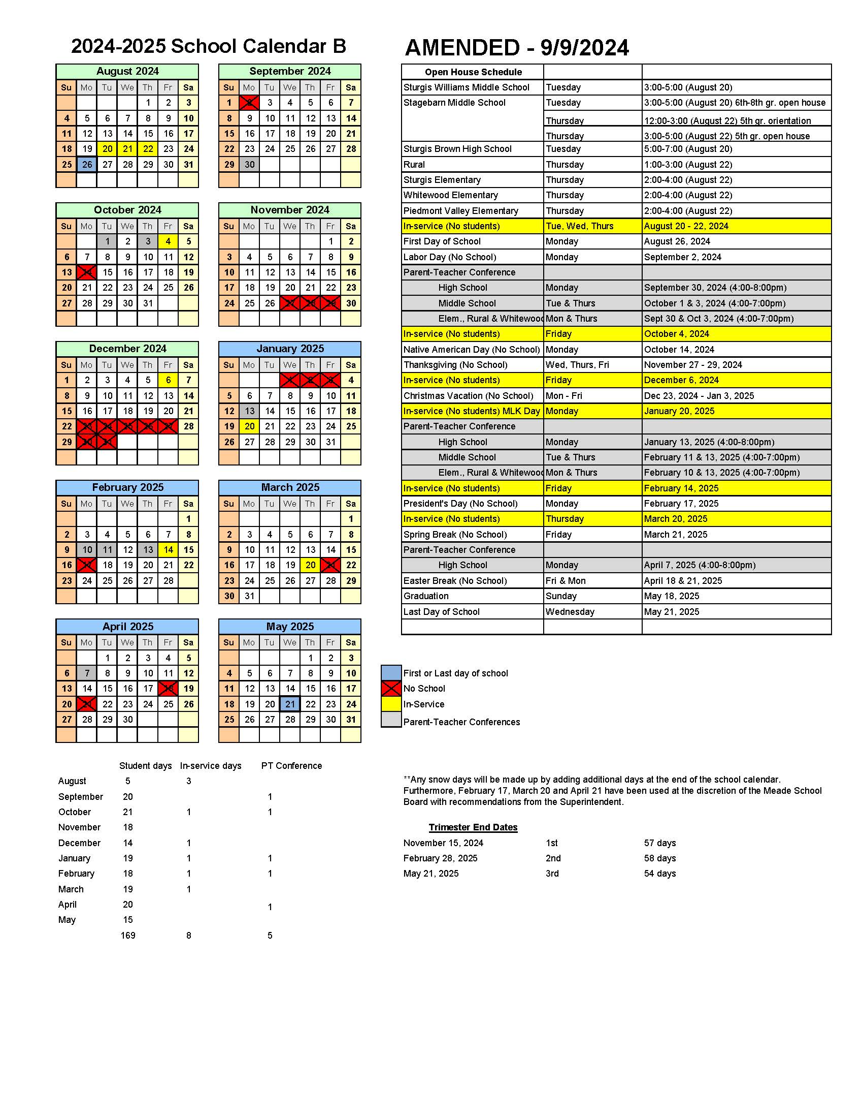 2024-25 School Calendar