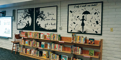 library wall of books