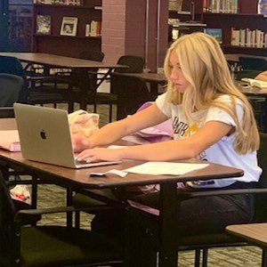 LHHS Library with students working at tables