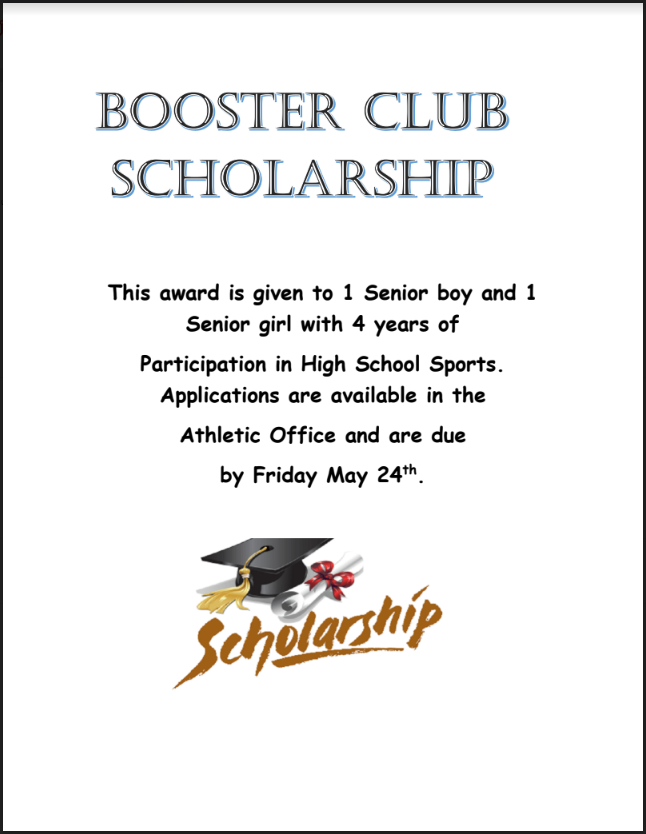 Flyer about a Booster Club Scholarship.