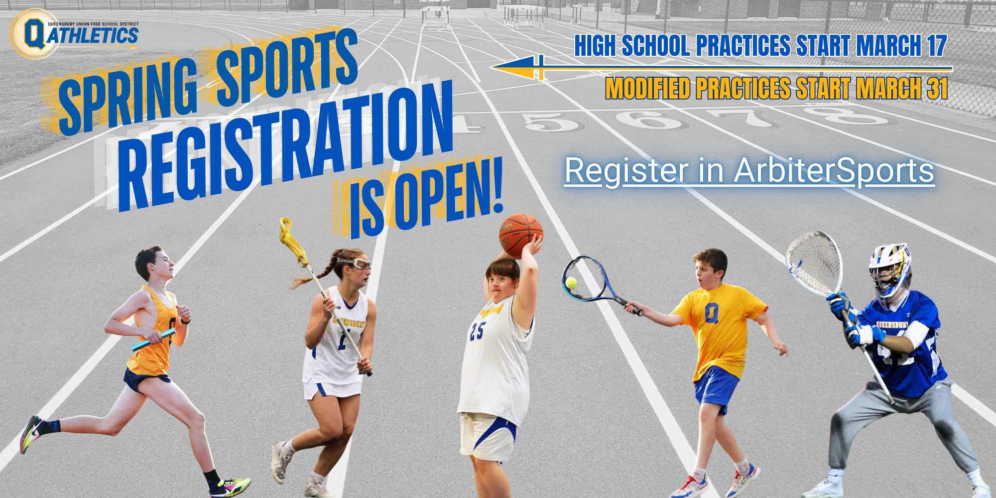 Graphic about spring sports registration.