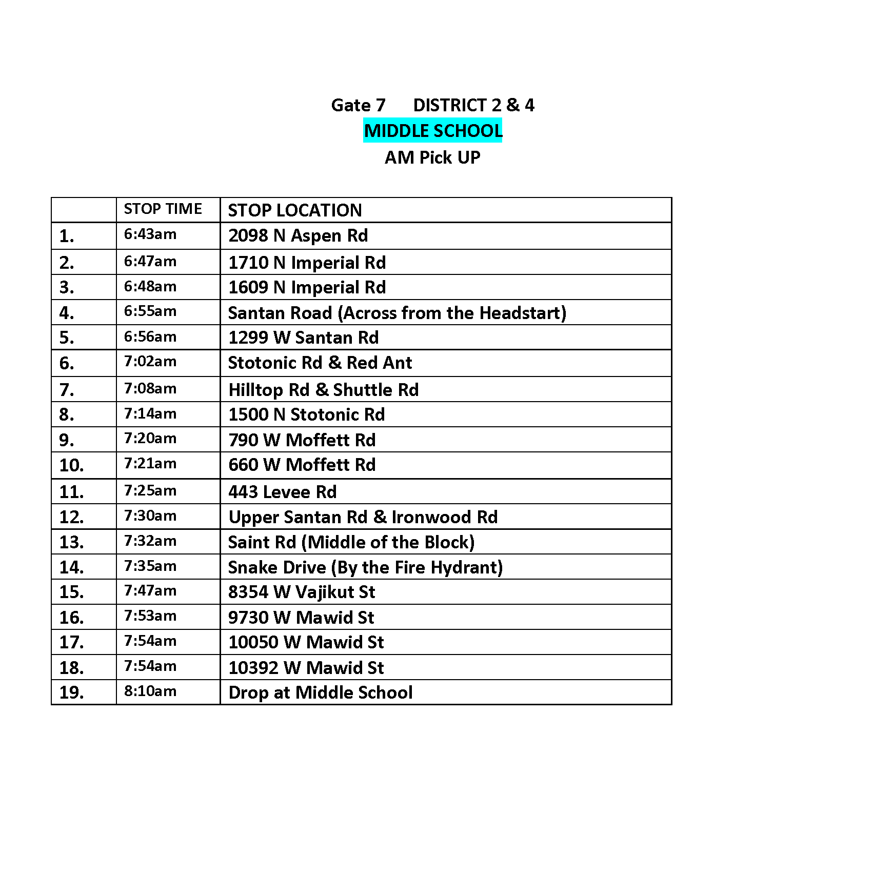 BUS ROUTE MS