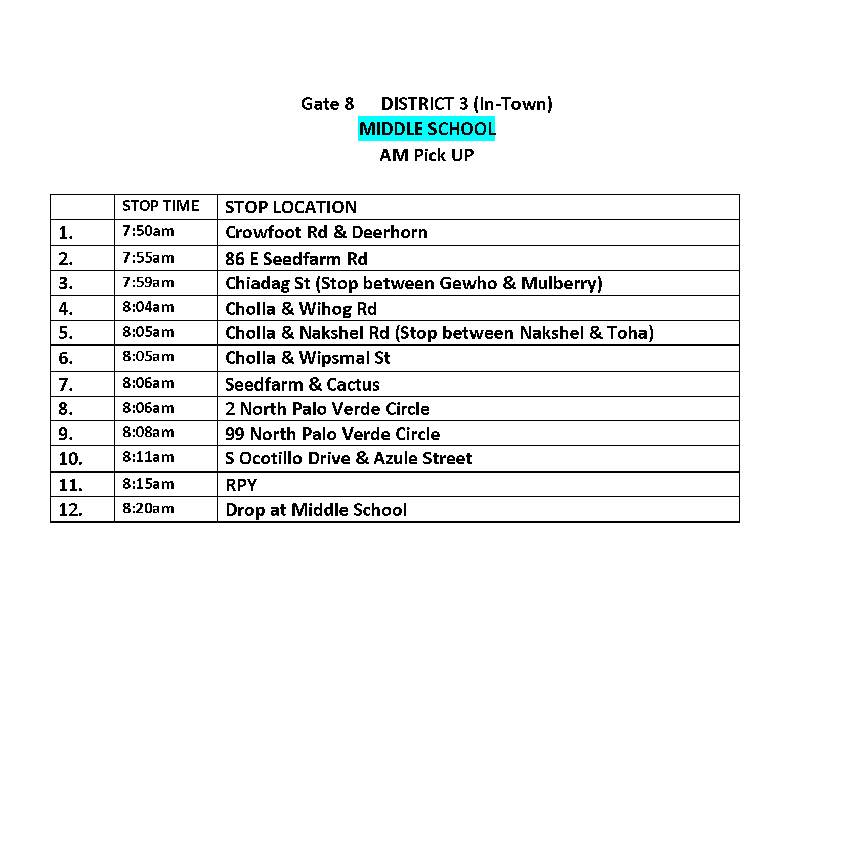 BUS ROUTE MS