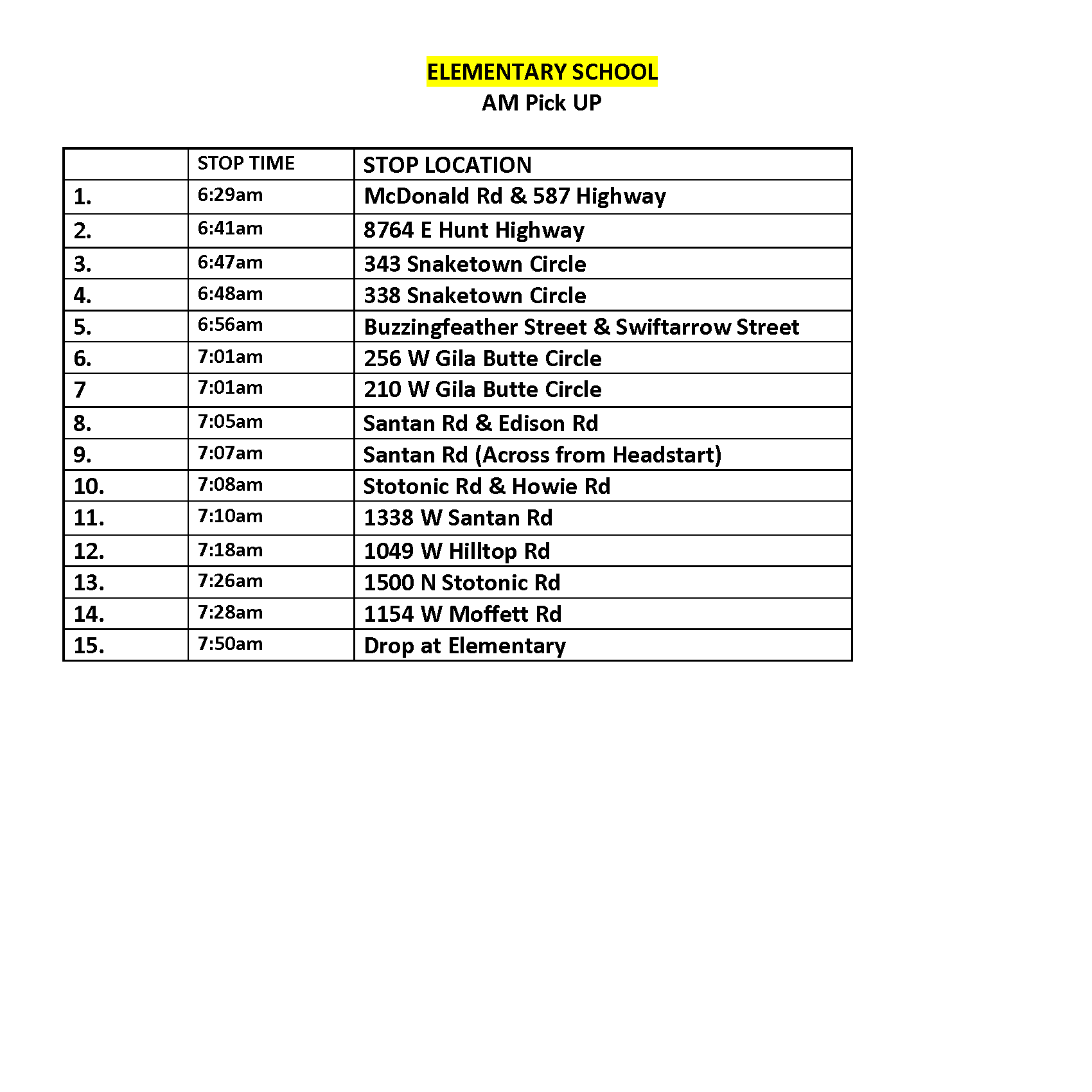BUS ROUTE ES