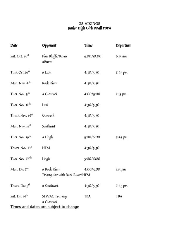 JH Girls Basketball