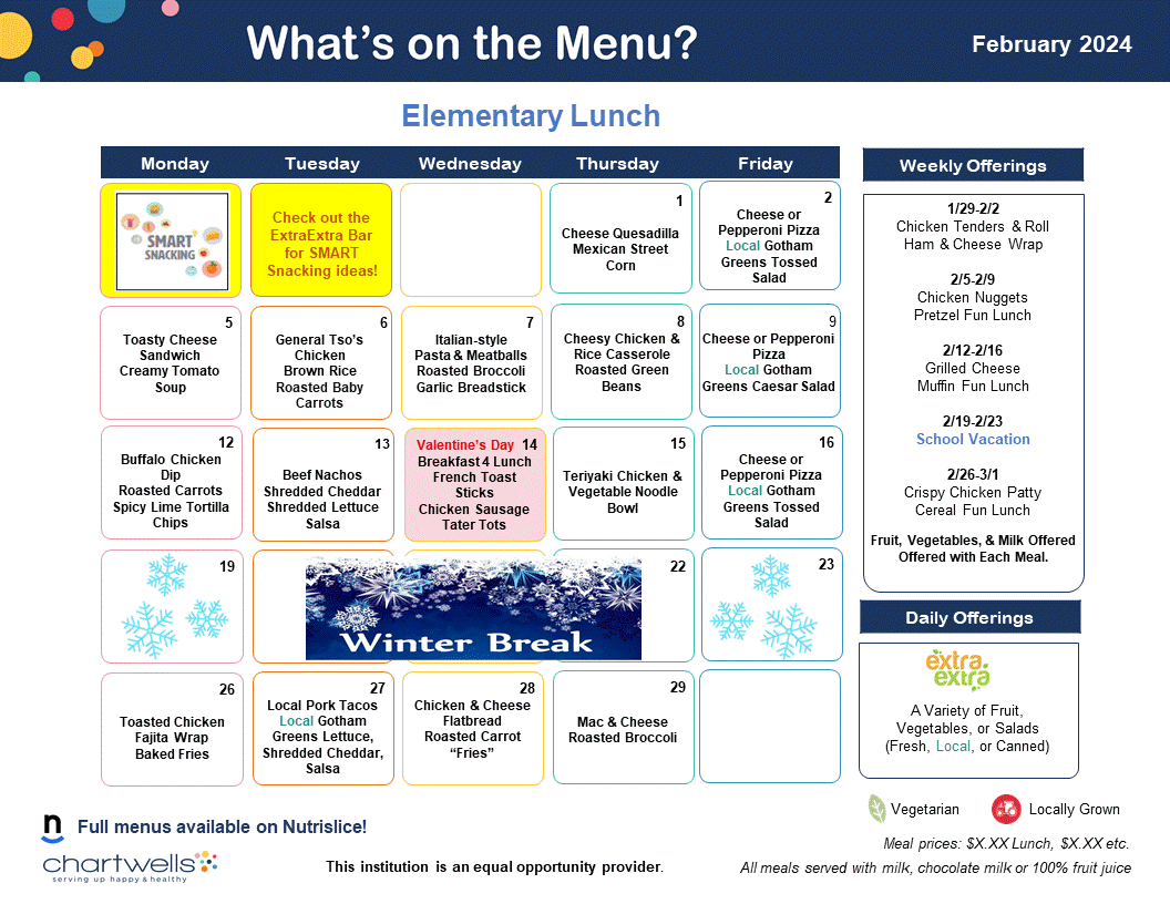 Elementary Lunch Menu | Smithfield Public Schools