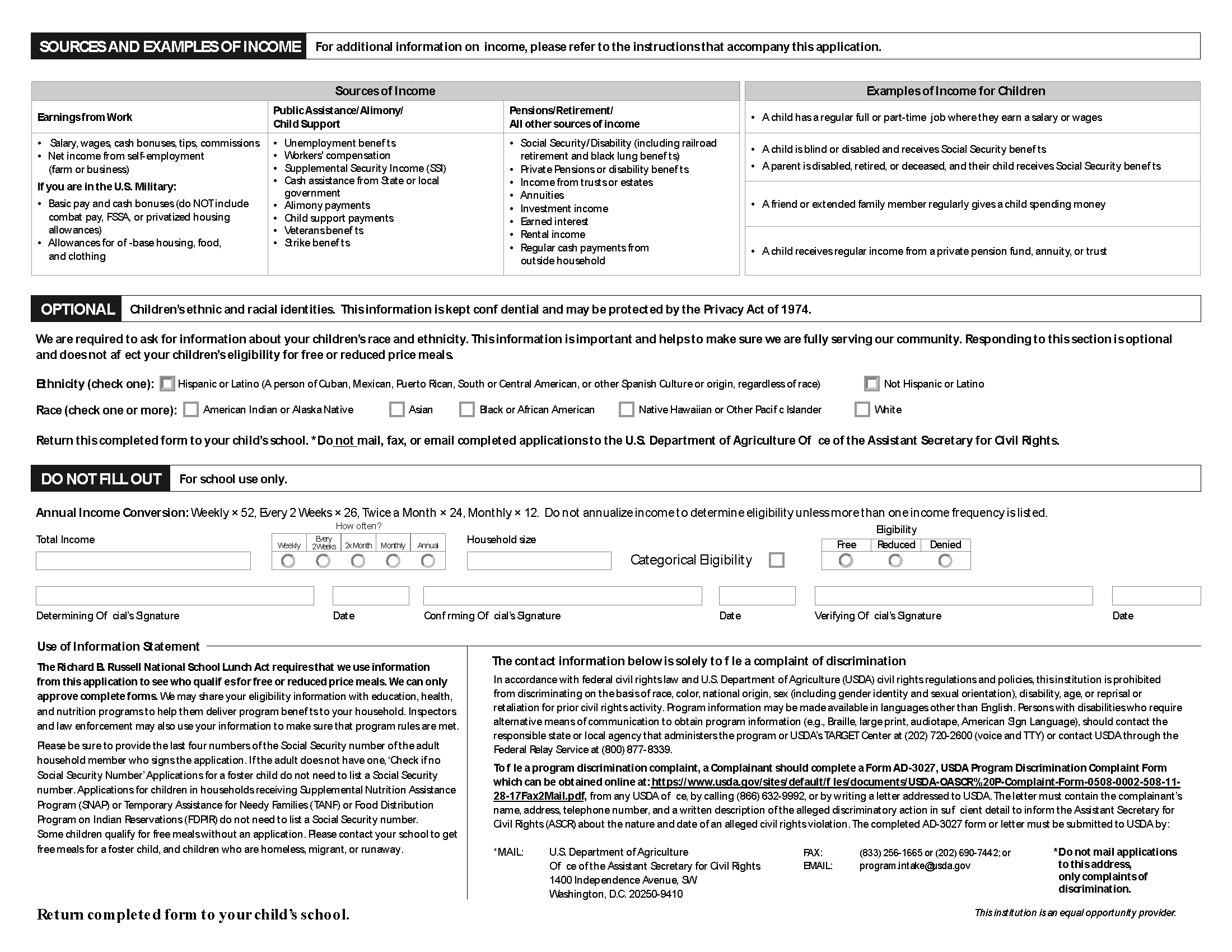 FY 26 Meal Benefits Application Packet