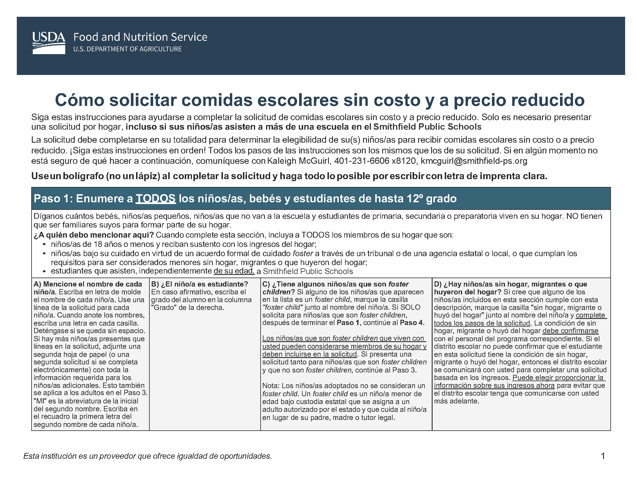FY 26 Meal Benefits Application