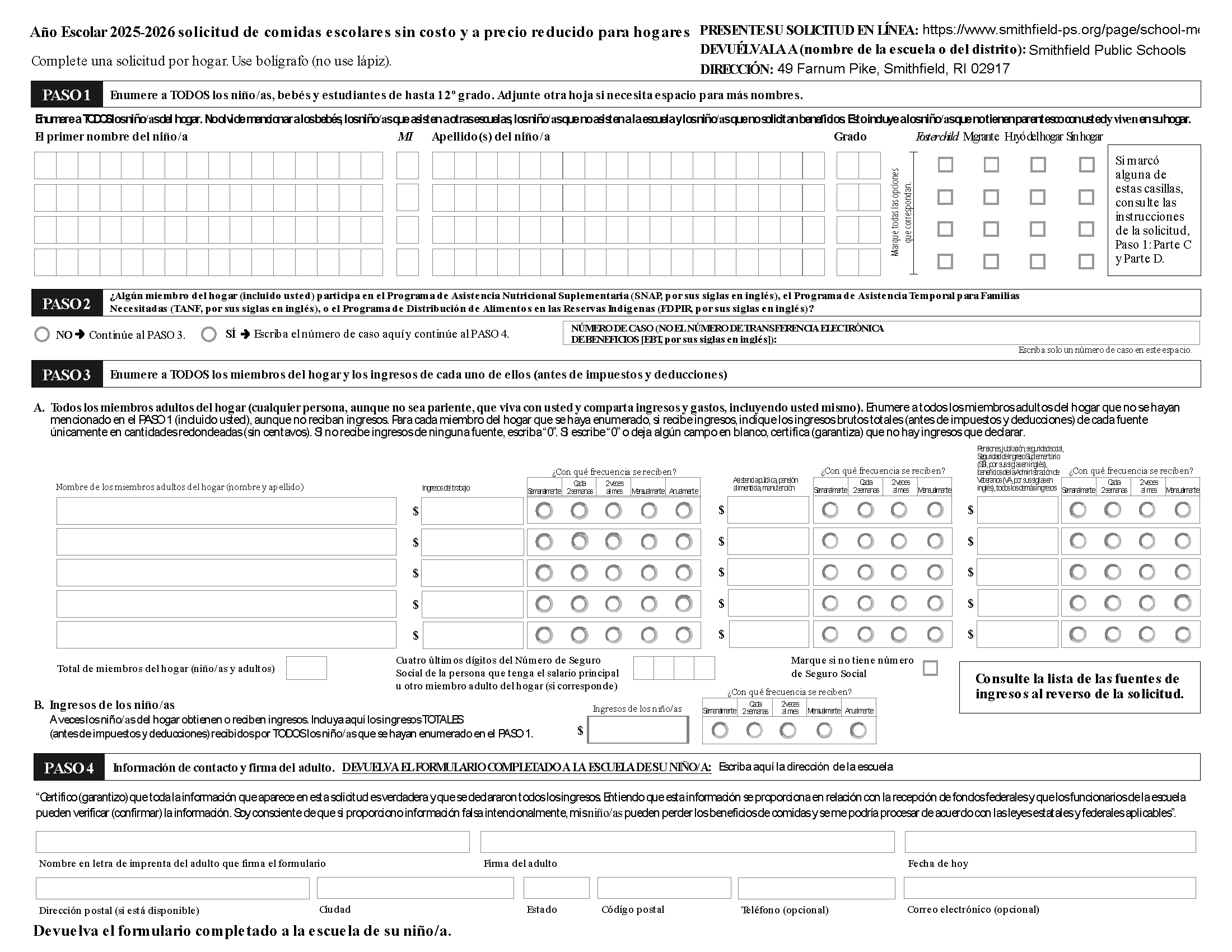 FY 26 Meal Benefits Application