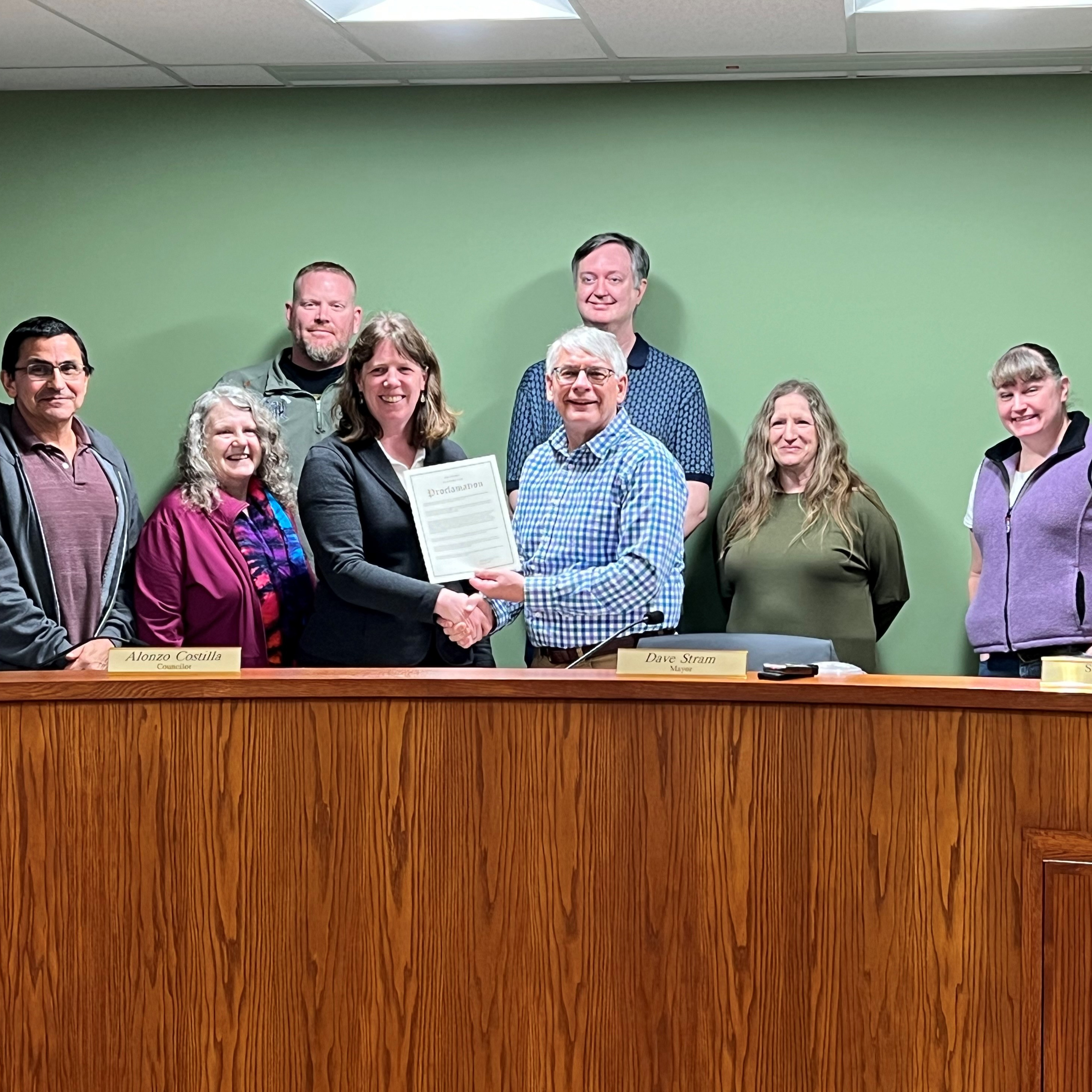 The Creswell City Council with a representative from the Red Cross