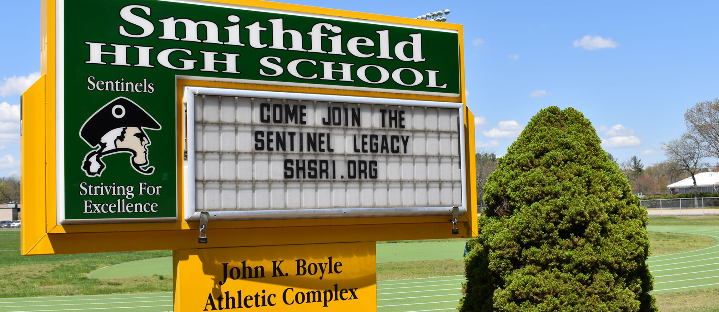 Sign at front of Smithfield High School