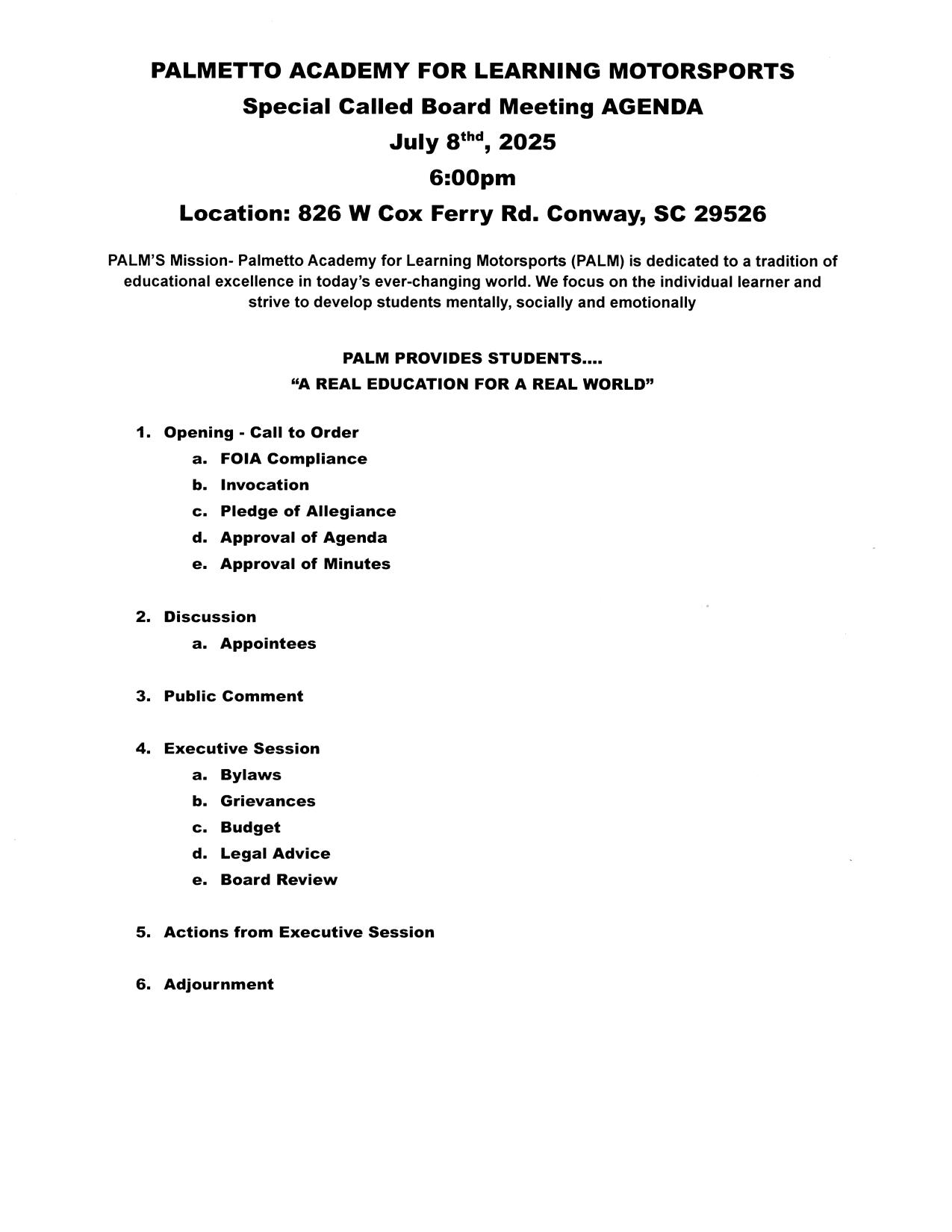 July 8 Board Meeting