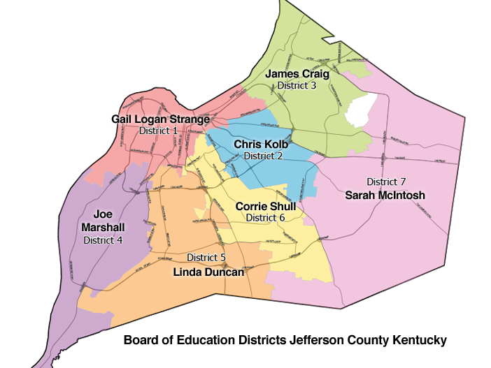 Board member map with districts marked