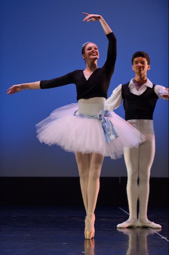 young woman in tu tu dancing