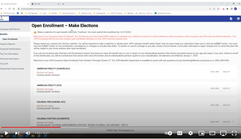 Open Enrollment How-To Video JCPS Employee Self Service