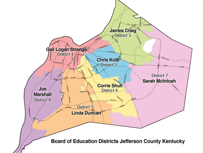 Board member map with districts marked