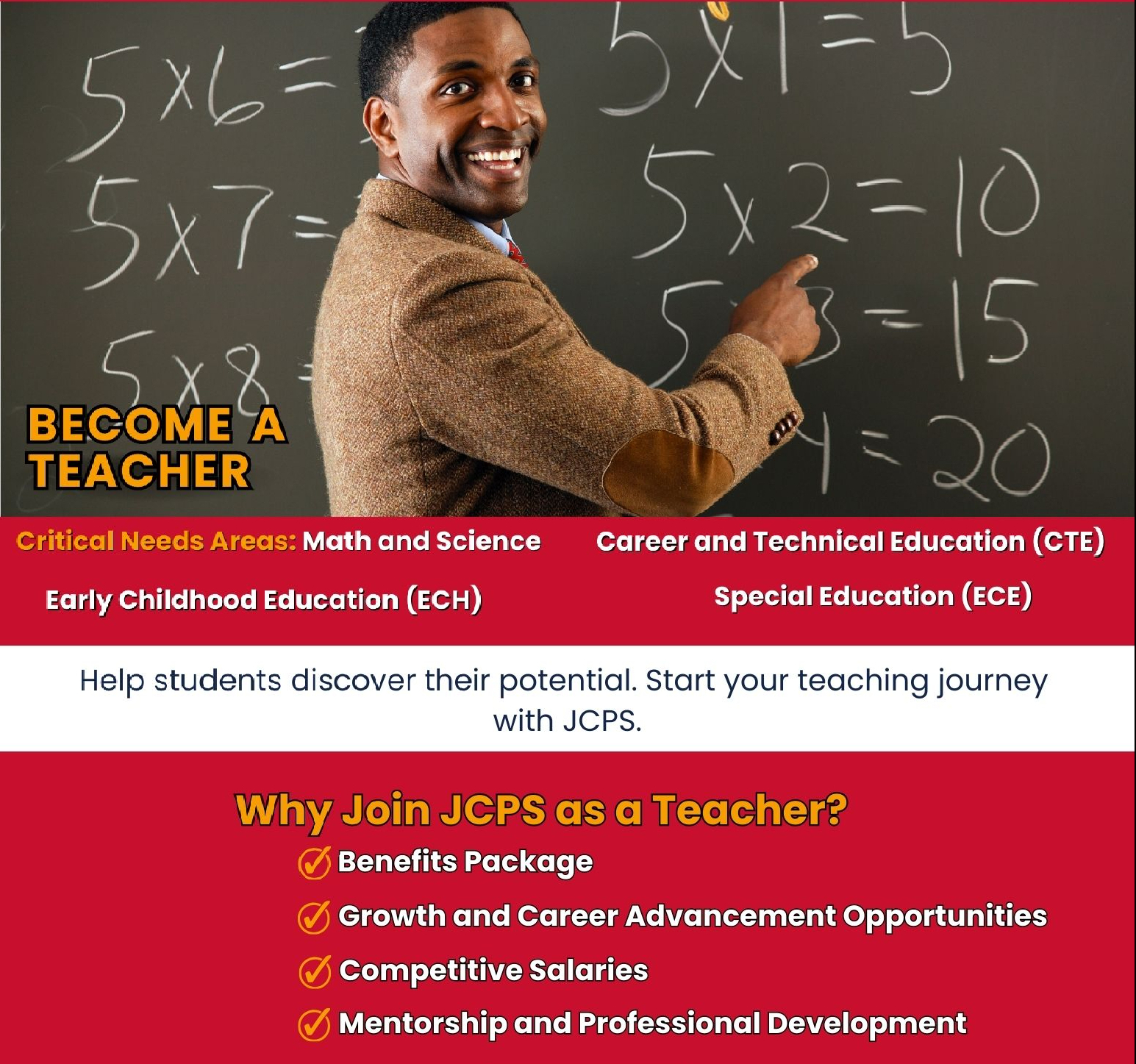 New Year New Purpose flyer for teacher positions