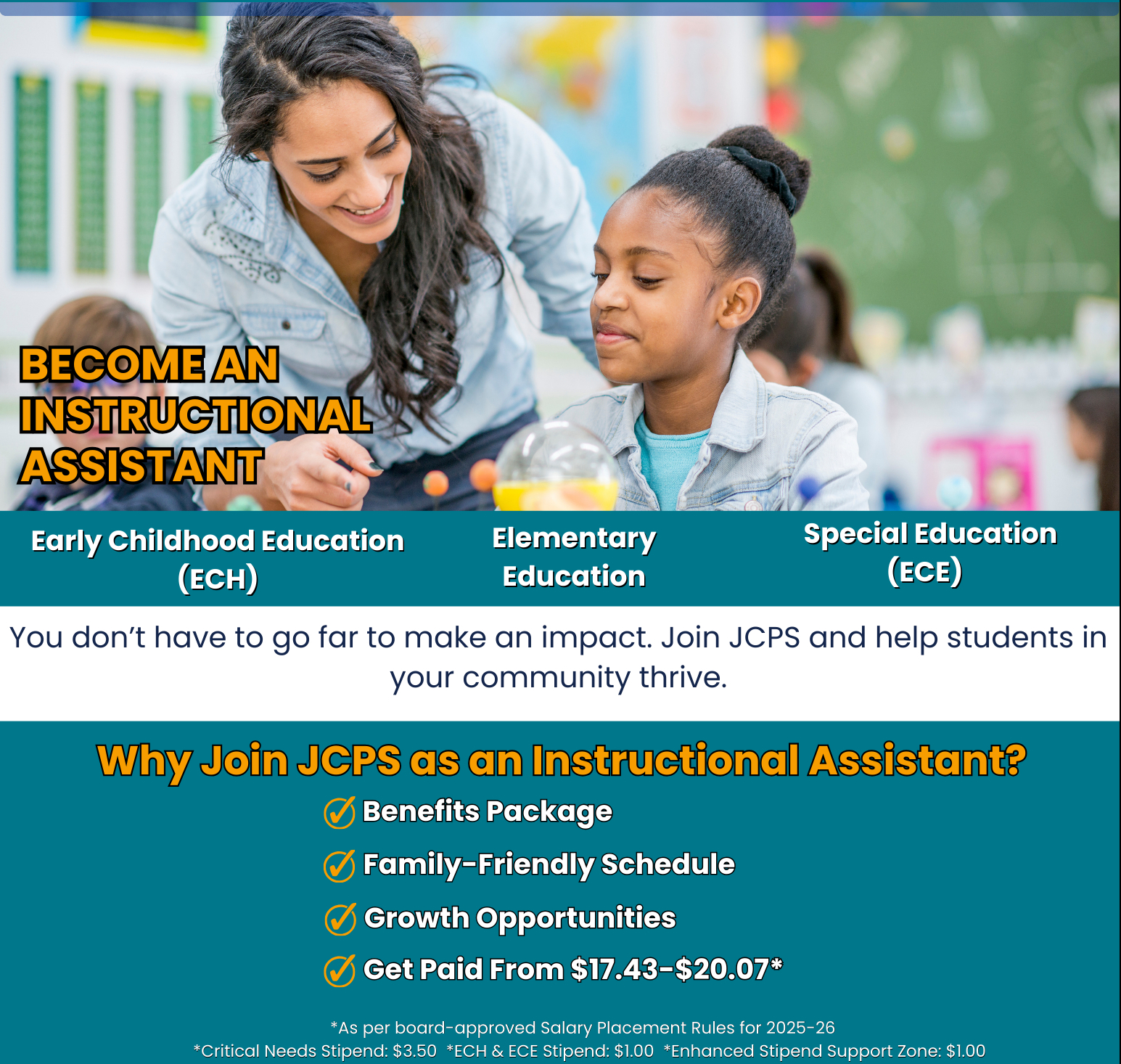New Year New Purpose flyer for Instructional Assistant positions