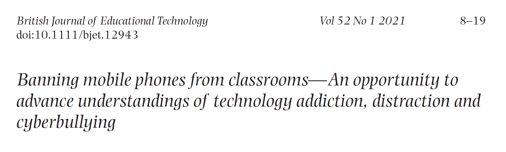 article header on cell phones in schools