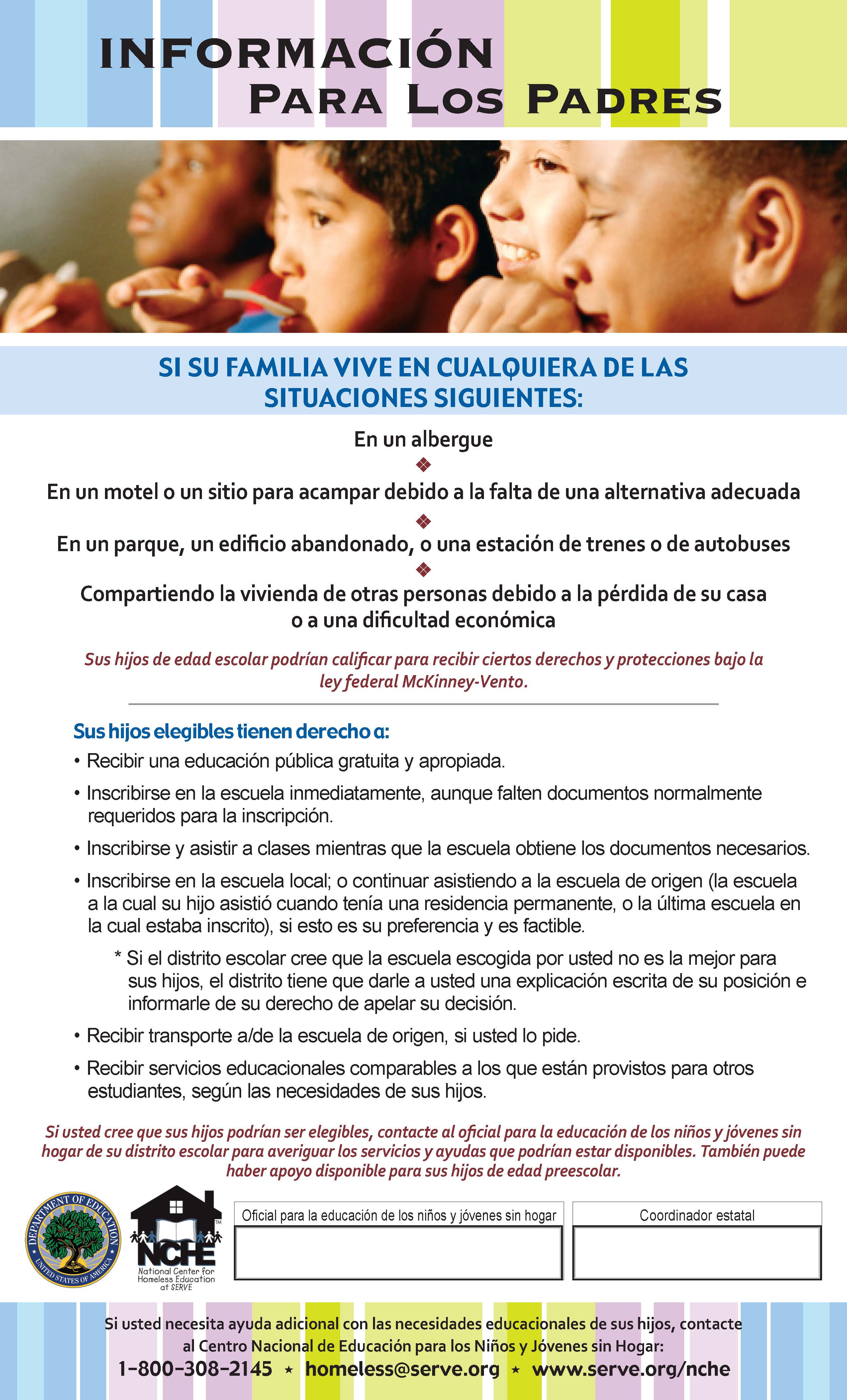 Mckinney-vento flyer in Spanish