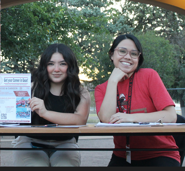 Jessica from Gear up pictured with a student during family conferences
