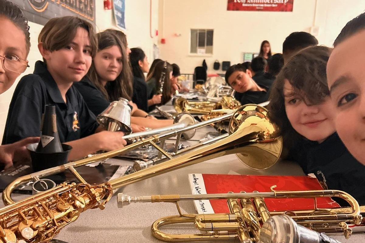 Jazz students sitting before concert 