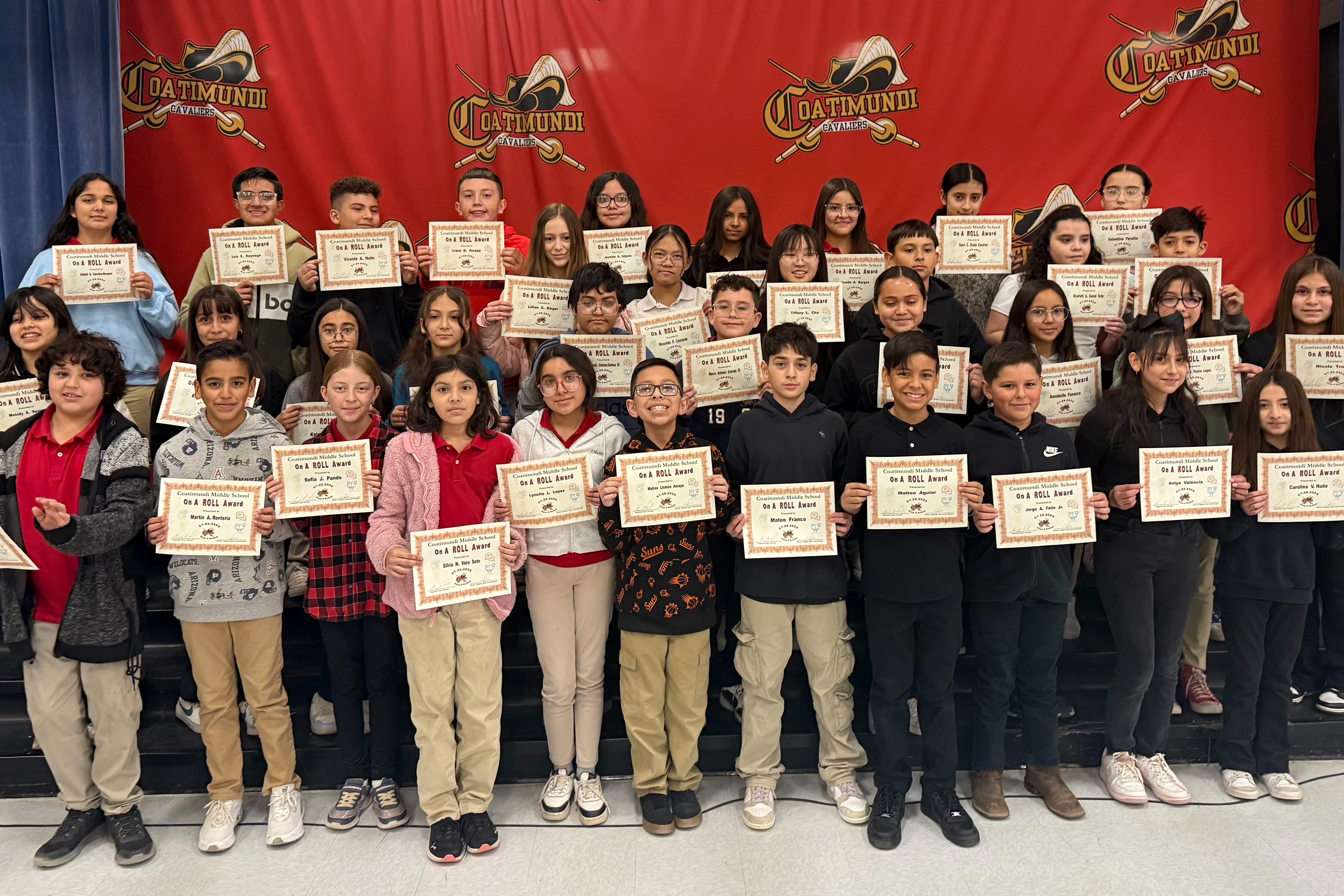 students gathered for a picture after they received their certificate