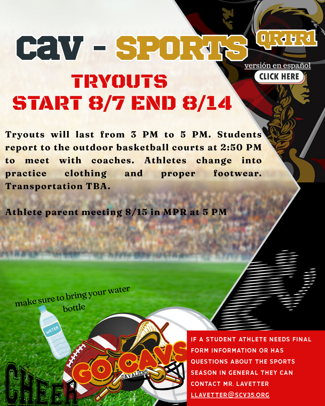 first quarter sports tryouts 