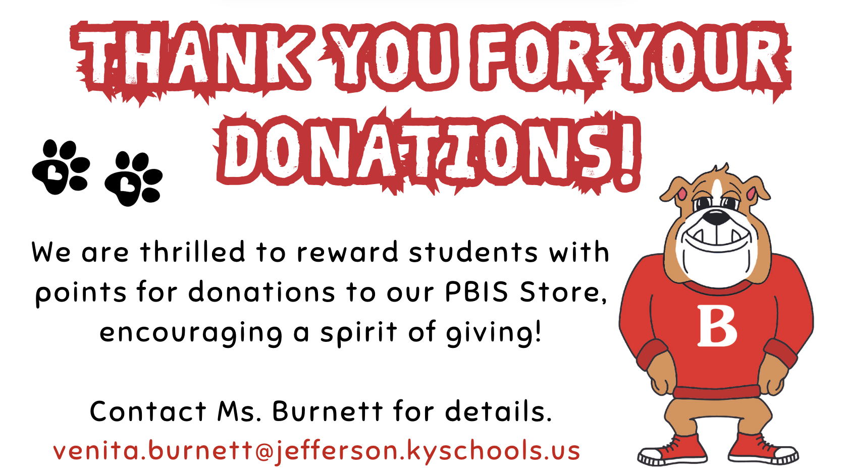 Thank you for donations note