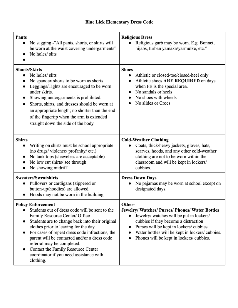 26-27 Dress Code