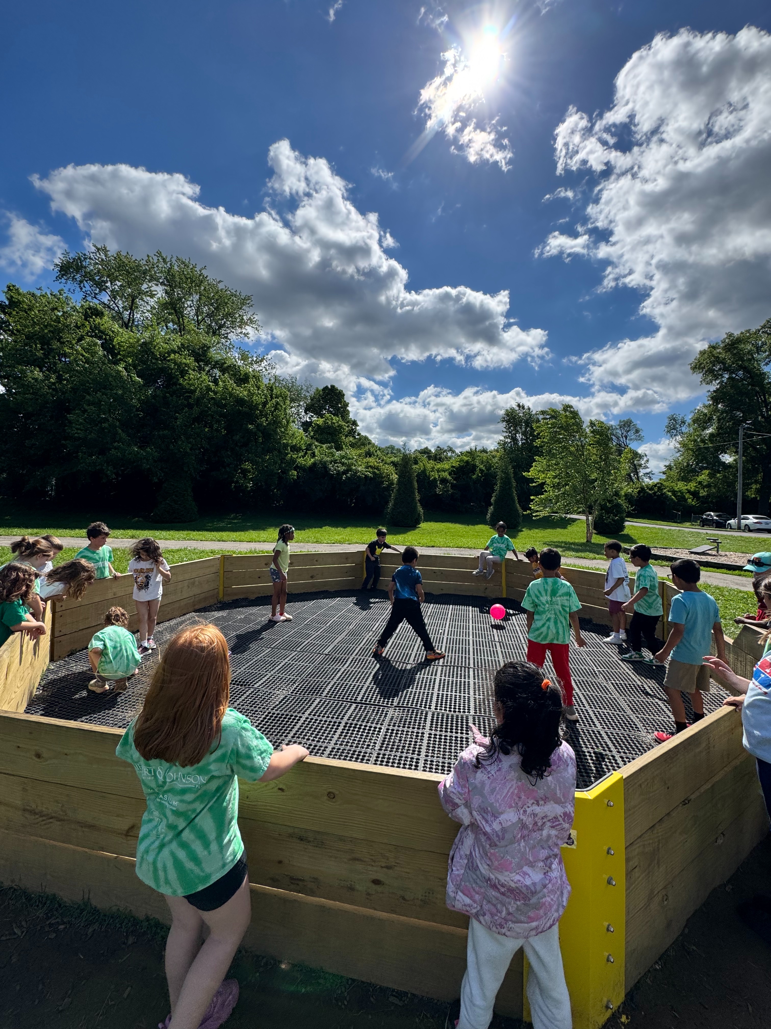 students playing ga-ga ball