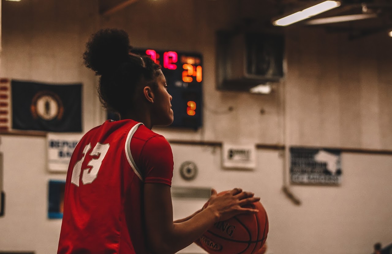 basketball player with the ball in the hands