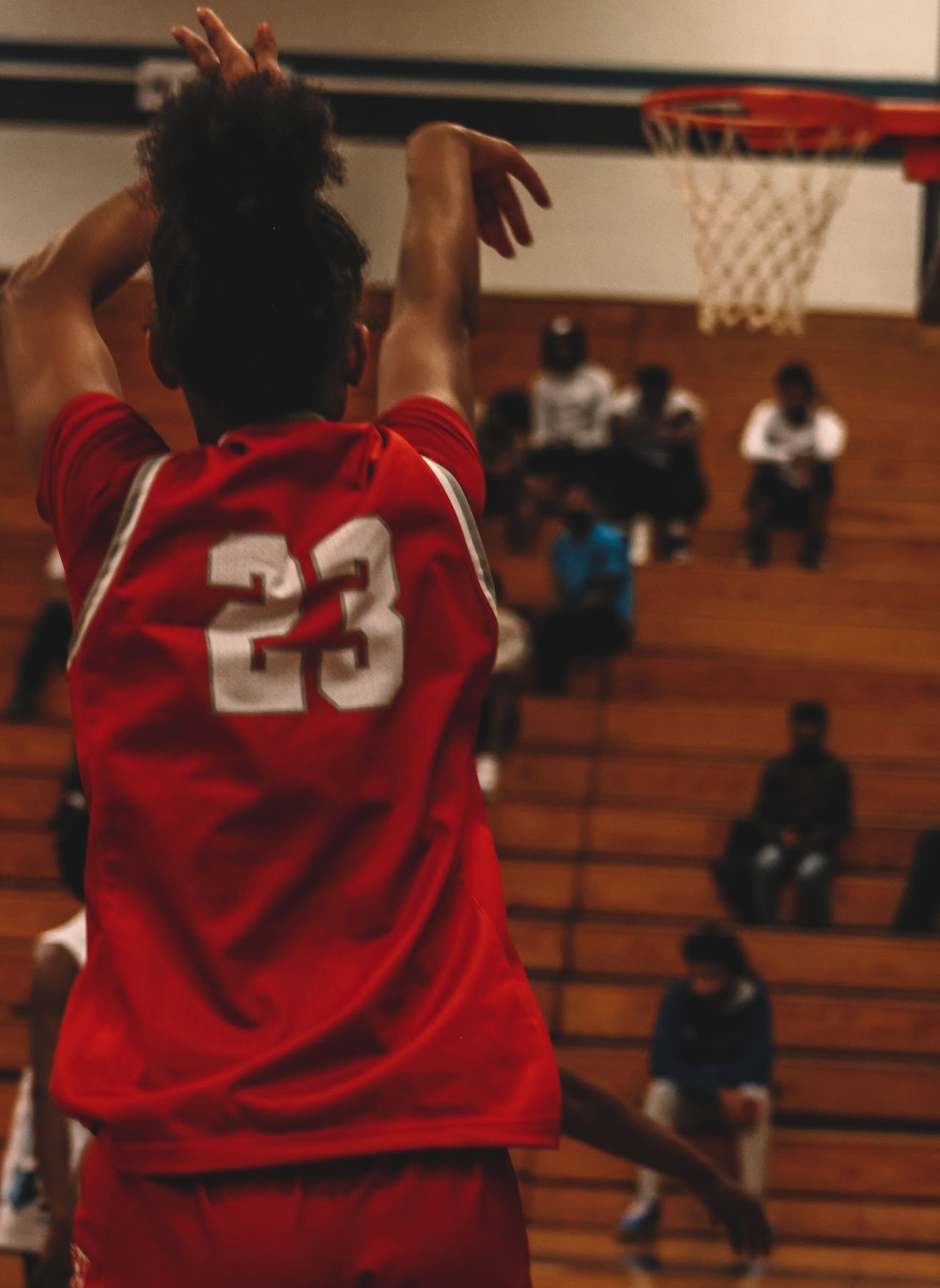 basketball player throwing the ball into the basket