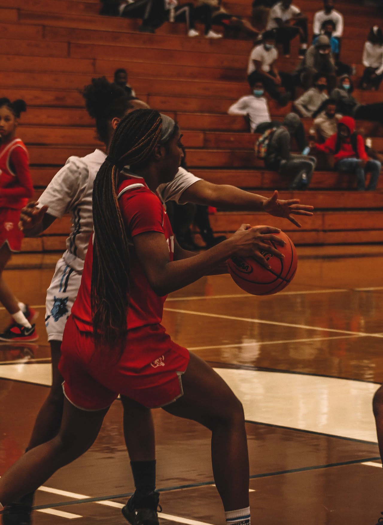 basketball player with the ball on the hands