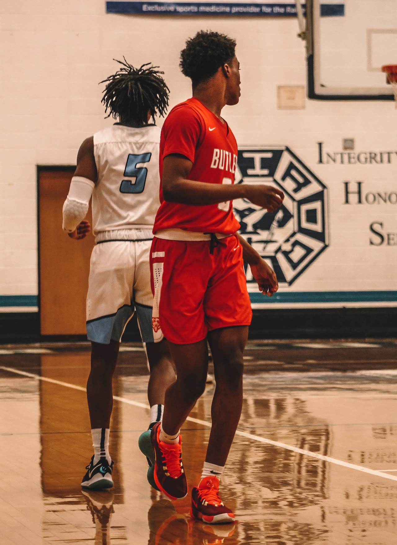 player standing up on the court