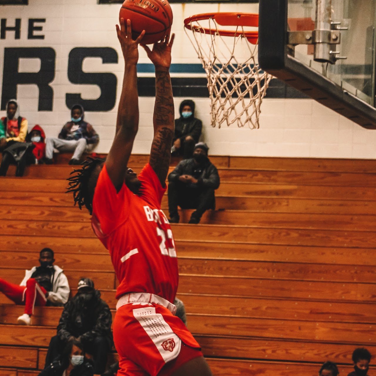 basketball player throwing the ball in the basket