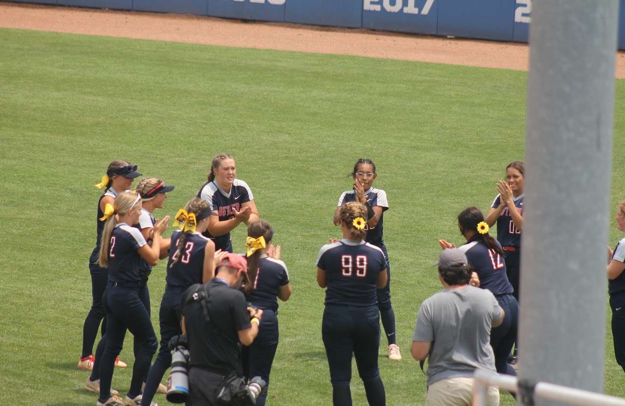 baseball team excited during a game