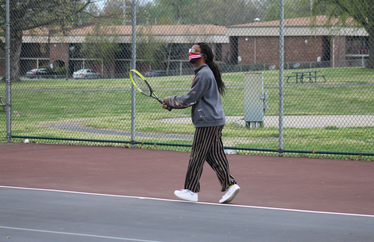 player with the racket on the court