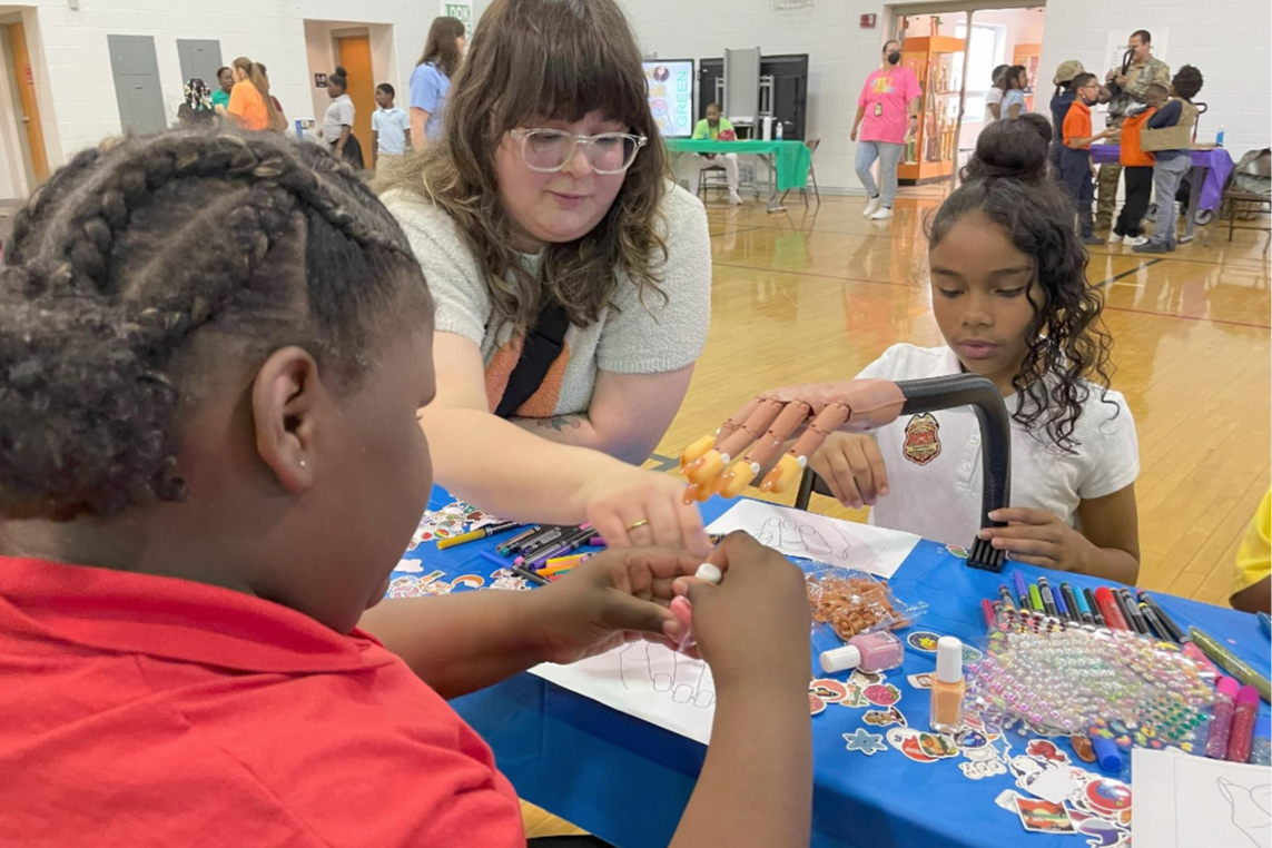 Teacher and student in an activity